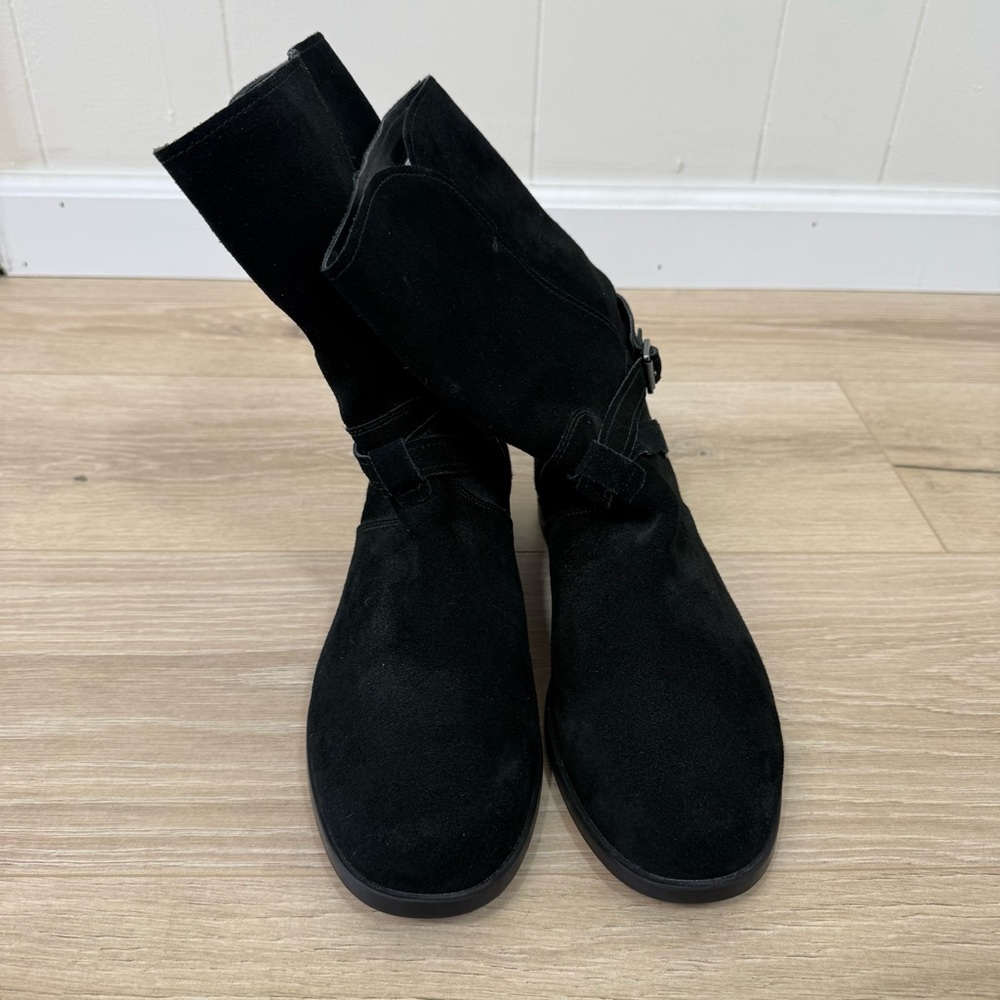Black Suede Mid-Calf Women's Boots - Picture 4 of 9